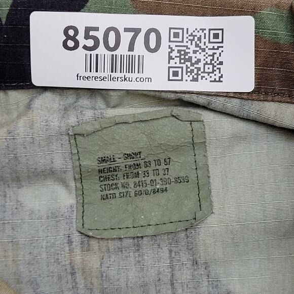 Vintage Woodland Camo Coat Jacket S/M 21x26 Blue Brown Black - Picture 8 of 16